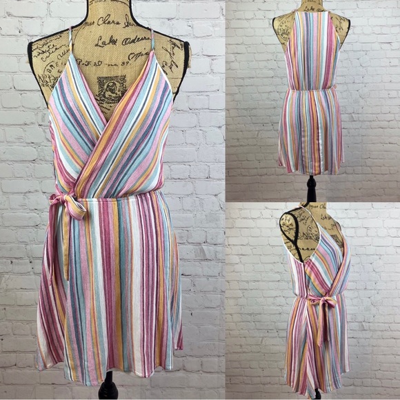 Staccato Crinkly Striped Cross Front Dress - Picture 1 of 1